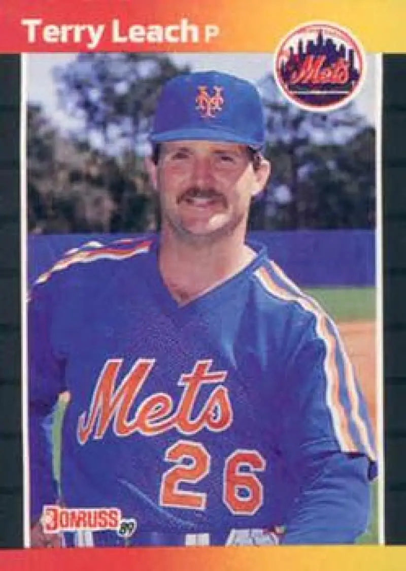 1989 Donruss #502 Terry Leach NM-MT New York Mets Baseball Card Image 1