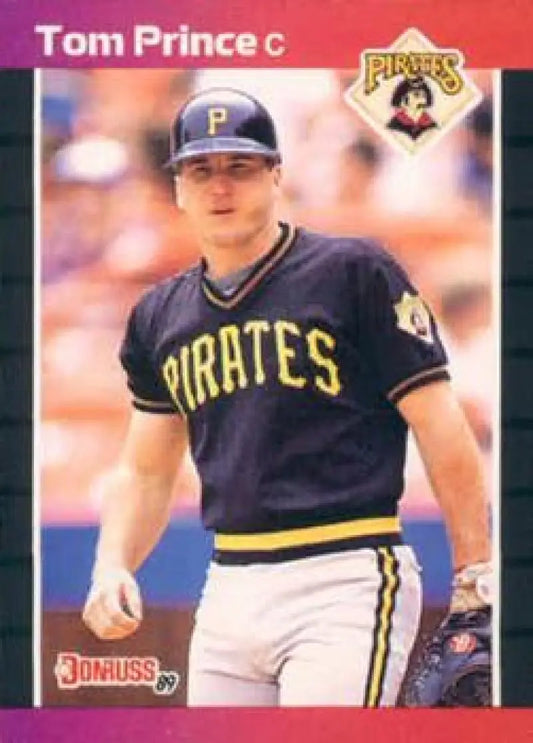 Tom Prince Pittsburgh Pirates baseball card in black and gold uniform, 1989 Donruss