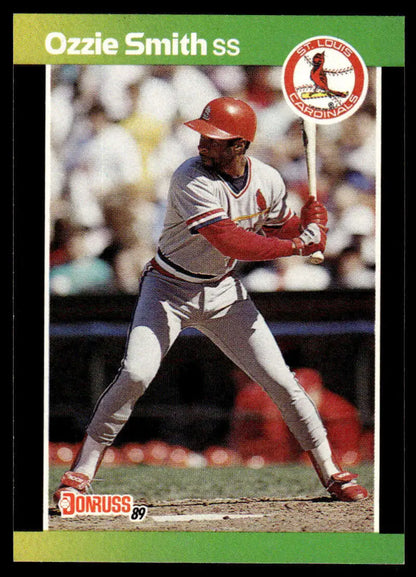 1989 Donruss Ozzie Smith card featuring the St. Louis Cardinals player at bat