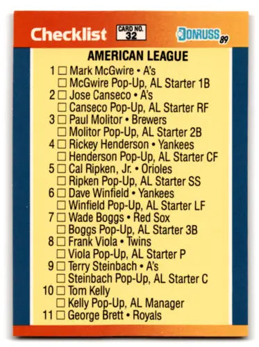 Baseball card checklist for 1989 Donruss All-Stars with original gloss cards typically sell