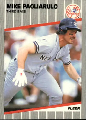 Mike Pagliarulo baseball card with original gloss from 1989 Fleer #262 Yankees UER