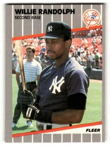 1989 Fleer Willie Randolph New York Yankees Baseball Card with original gloss