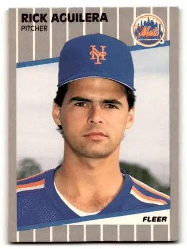 1989 Fleer #27 Rick Aguilera New York Mets Baseball Card with original gloss features