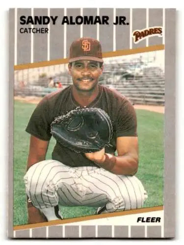 1989 Fleer #300 Sandy Alomar Jr. San Diego Padres Baseball Card with original gloss