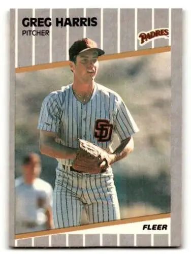 Greg Harris Baseball Card from 1989 Fleer #306 featuring original gloss, Harris San Diego