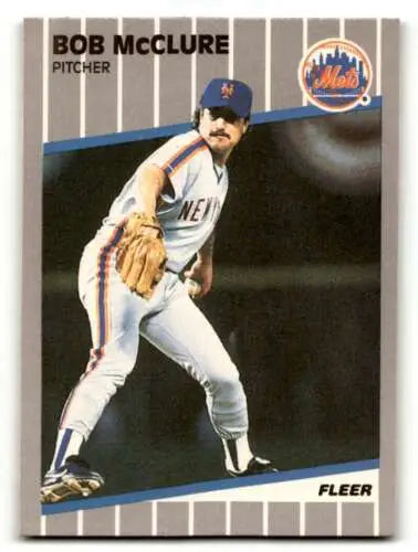 Bob McClure baseball card showcasing original gloss from 1989 Fleer New York Mets Baseball