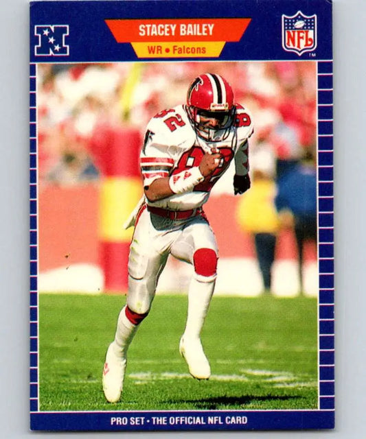 NFL trading card of Stacey Bailey running with the football for Atlanta Falcons Pro Set