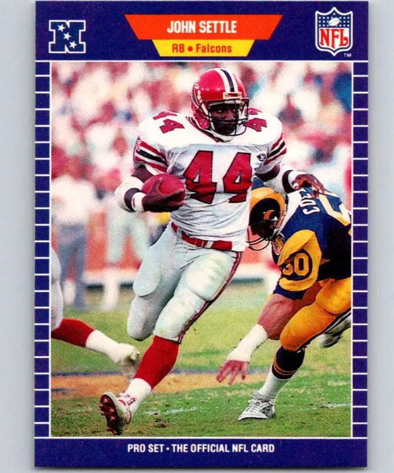 John Settle evades a Rams defender on 1989 Pro Set Atlanta Falcons Football Card