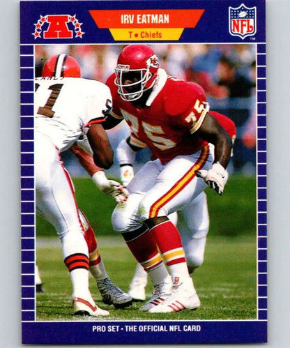 NFL trading card of Kansas City Chiefs player in red and white uniform during gameplay