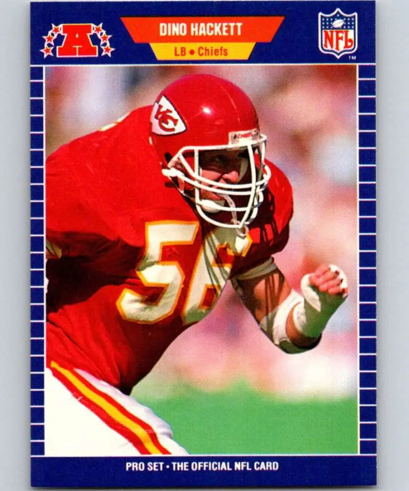 Dino Hackett in a red Kansas City Chiefs jersey running on the field