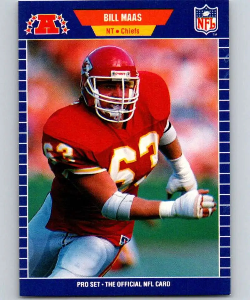 NFL Trading Card of Bill Maas, Kansas City Chiefs Player, 1989 Pro Set #175