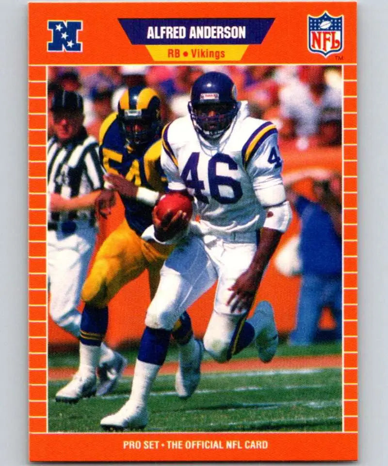 NFL trading card featuring Alfred Anderson of the Minnesota Vikings in white uniform 46