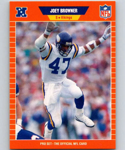 Joey Browner Minnesota Vikings football card with orange border showing player in action