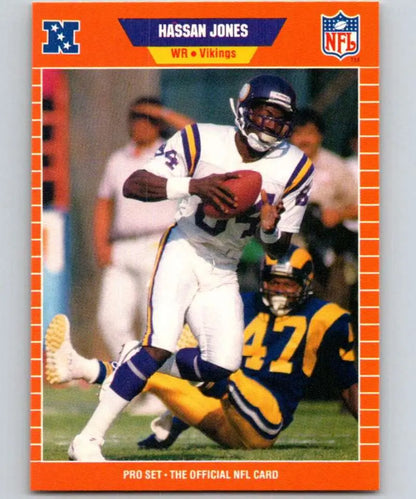 Minnesota Vikings Football Card featuring Hassan Jones evading a Rams defender