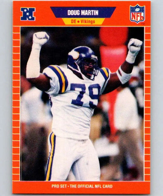 Doug Martin Minnesota Vikings player in white uniform with arms raised on football card