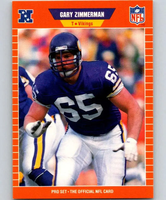 NFL trading card of Gary Zimmerman in Minnesota Vikings jersey with orange border