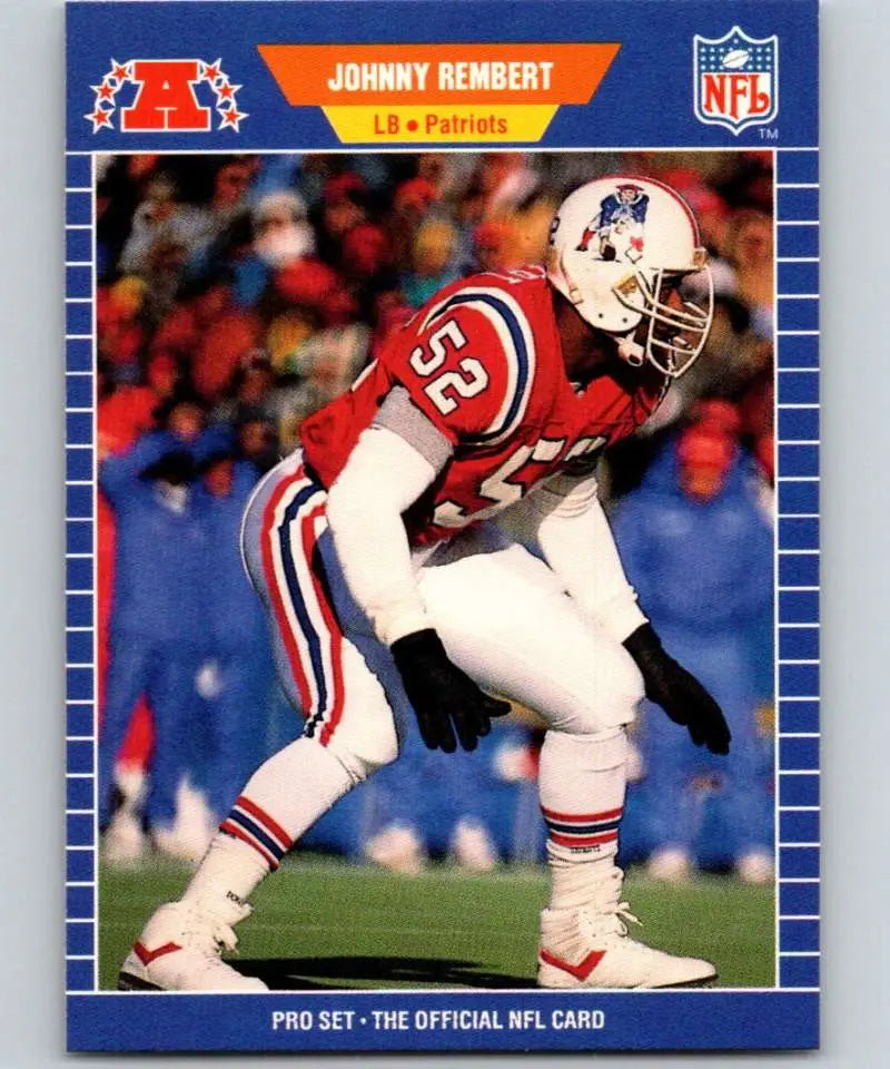 NFL trading card of Johnny Rembert, New England Patriots linebacker, number 52