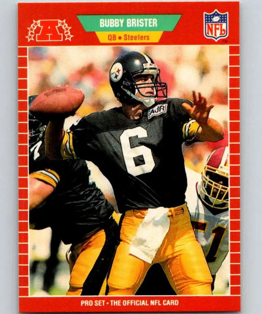 Vintage 1989 Pro Set Bubby Brister Rookie Card featuring Pittsburgh Steelers uniform