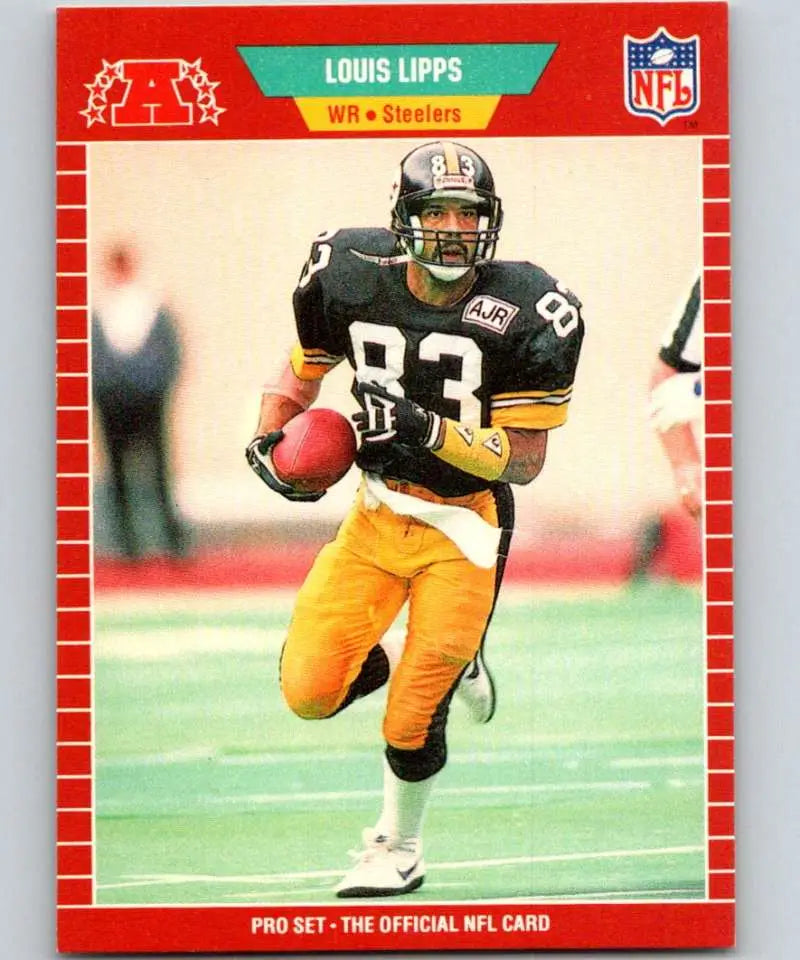 NFL trading card of Louis Lipps in a Pittsburgh Steelers uniform, number 83