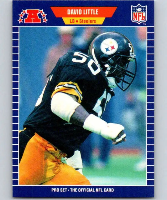 NFL trading card of Pittsburgh Steelers player in black and gold from Pro Set