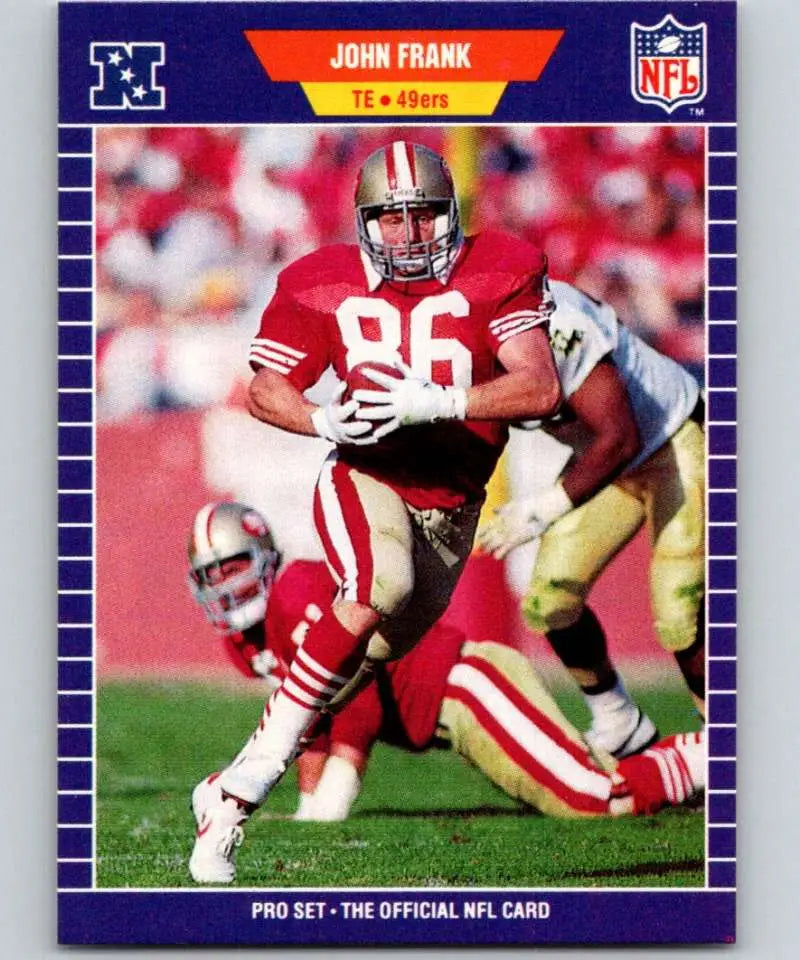 San Francisco 49ers football card featuring player number 86 in red and white uniform