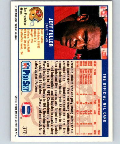 NFL Pro Set trading card of Jeff Fuller from the San Francisco 49ers