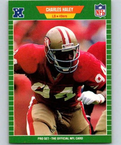 NFL trading card of Charles Haley in San Francisco 49ers uniform from Pro Set