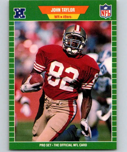 John Taylor running with the football on his 1989 San Francisco 49ers football card