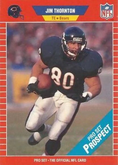 NFL trading card of Jim Thornton, Chicago Bears player number 80 in Pro Set design