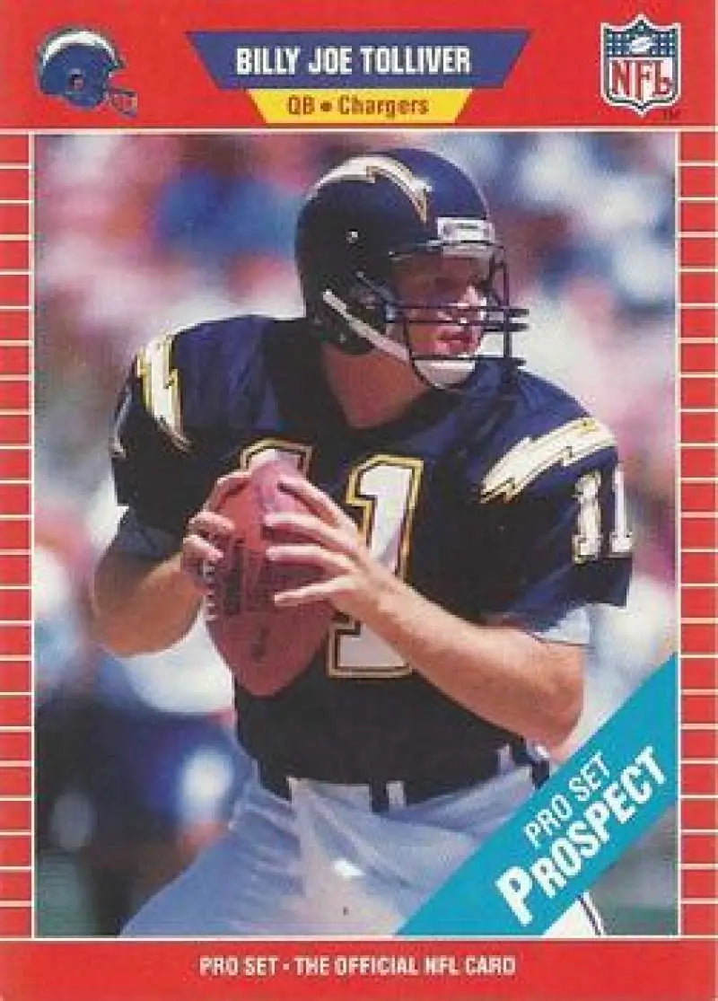 NFL trading card of Billy Joe Tolliver in navy blue jersey for San Diego Chargers