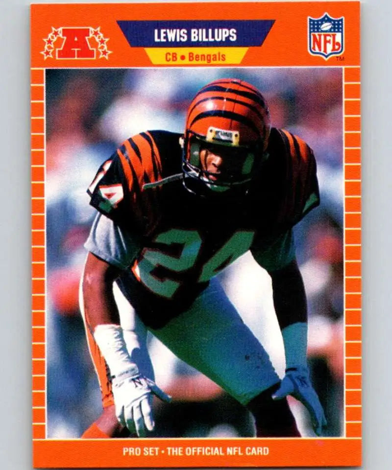 Orange-bordered NFL Trading Card of Lewis Billups, Cincinnati Bengals Pro Set Football Card