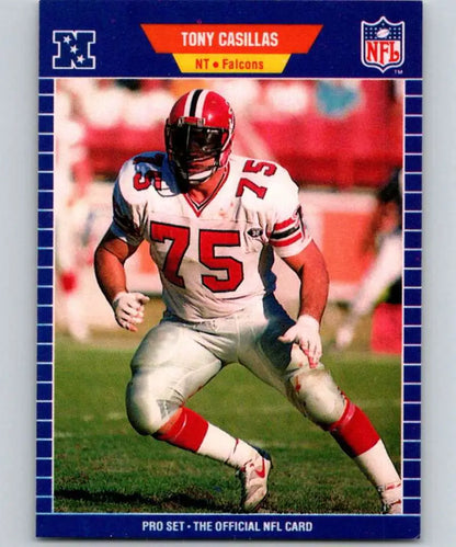 NFL football trading card of Tony Casillas in white Atlanta Falcons jersey number 75