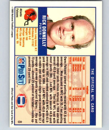 Rick Donnelly Atlanta Falcons Football Card from the 1989 Pro Set collection