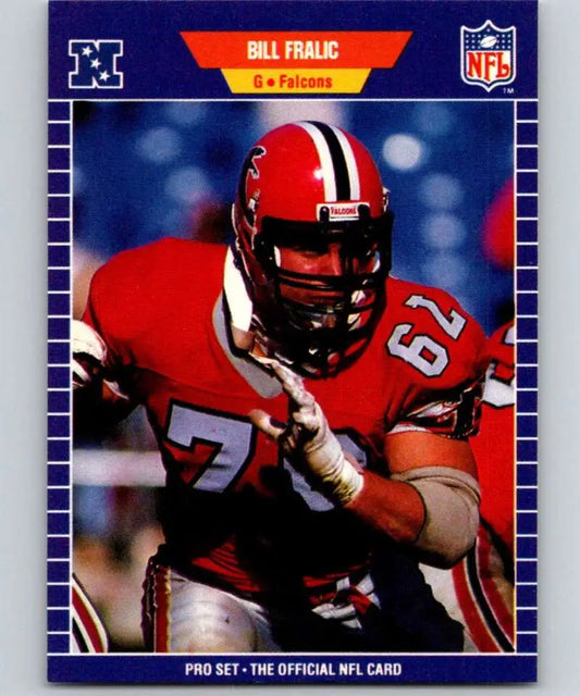 Football player in red jersey 67 and black helmet from Atlanta Falcons Pro Set card