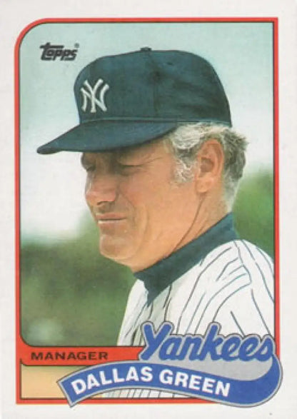 Dallas Green baseball card featuring the New York Yankees manager in pinstripes