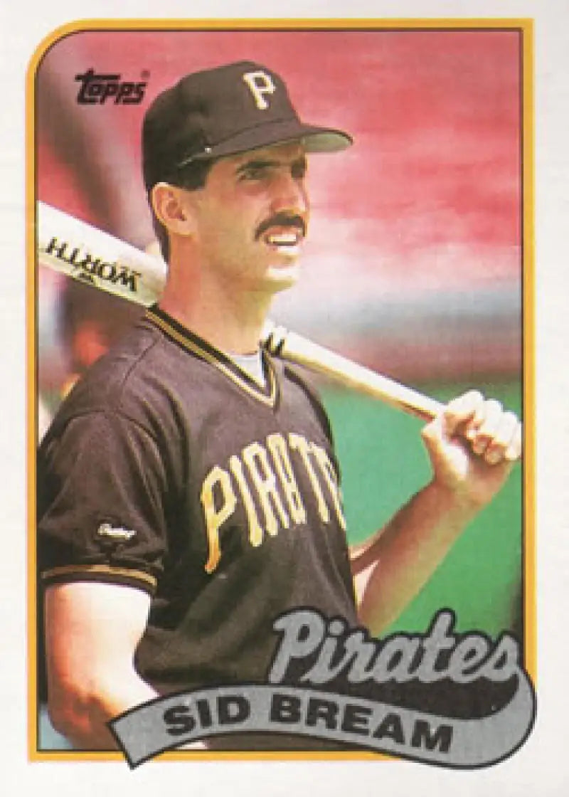 Baseball card of Sid Bream from the Pittsburgh Pirates, mustached player with bat