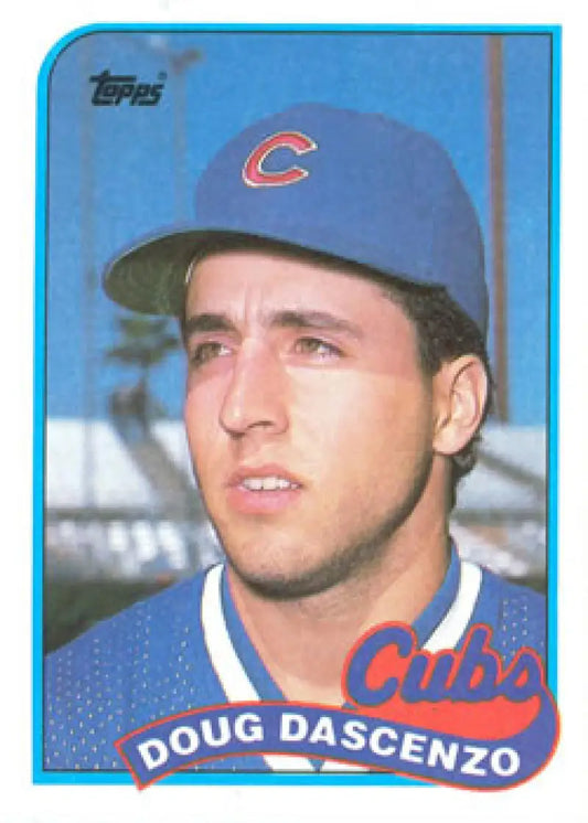 Doug Dascenzo Chicago Cubs baseball card featuring player in blue cap with C logo