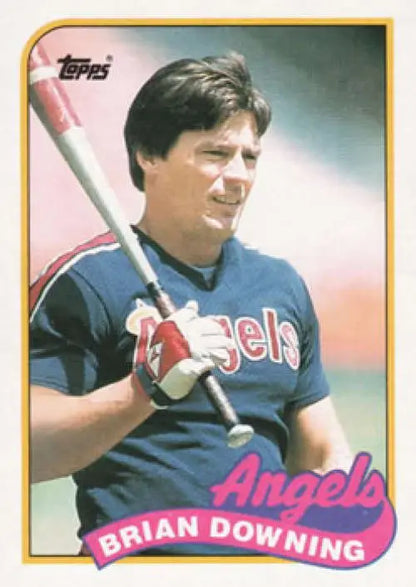 Topps baseball card of Brian Downing in California Angels uniform holding a bat