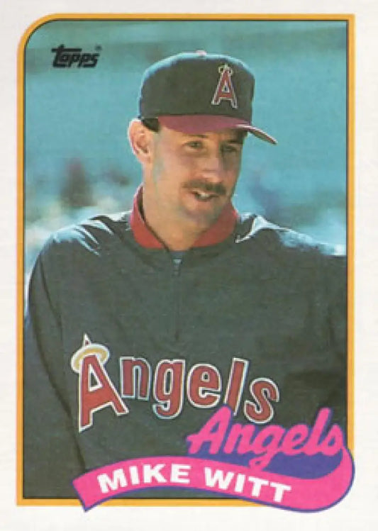 1989 Topps #190 Mike Witt California Angels Baseball Card in team uniform