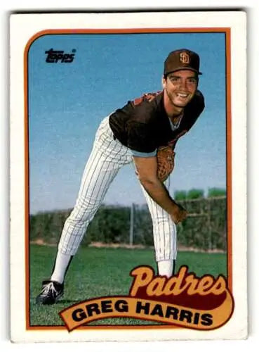 Greg Harris San Diego Padres baseball card from 1989 Topps original gloss