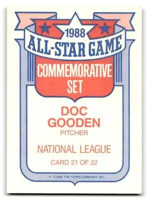 1989 Topps #21a Doc Gooden glossy All-Stars baseball card for collectors