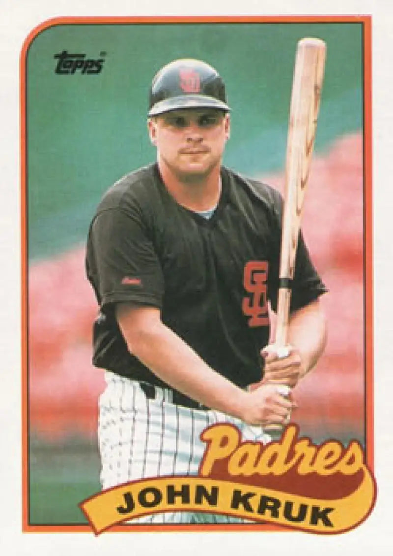 1989 Topps #235 John Kruk baseball card showcasing San Diego Padres player in a black jersey