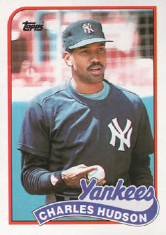 Vintage 1989 Topps Charles Hudson New York Yankees Baseball Card in navy uniform