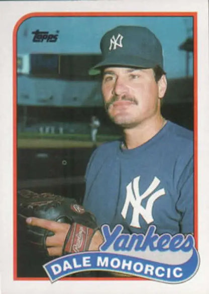 Dale Mohorcic New York Yankees Baseball Card in Navy Uniform and Cap from 1989 Topps