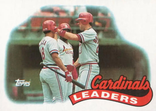 Vintage 1989 Topps Tom Brunansky St. Louis Cardinals baseball card featuring player celebration