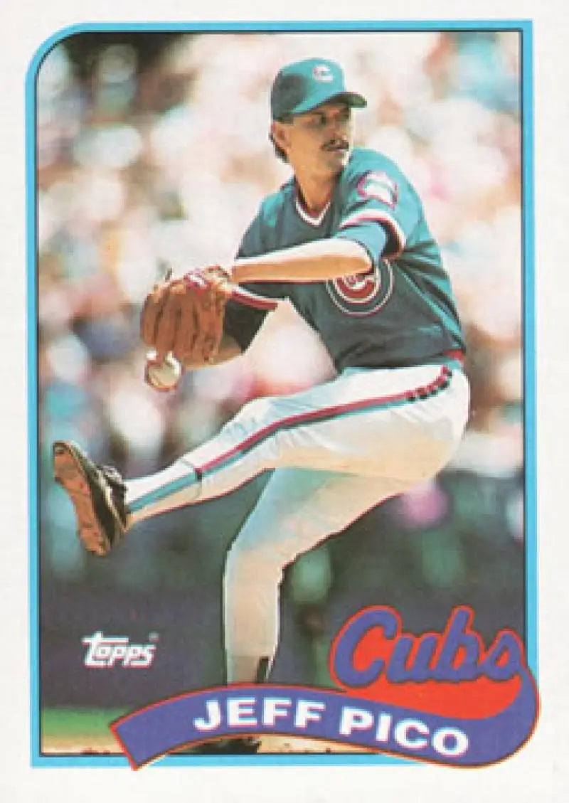 Jeff Pico Chicago Cubs baseball card showing pitcher in teal and white uniform