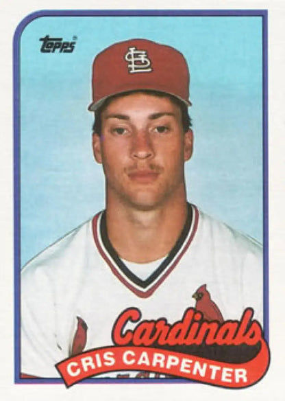 Cris Carpenter 1989 Topps baseball card featuring St. Louis Cardinals player in uniform