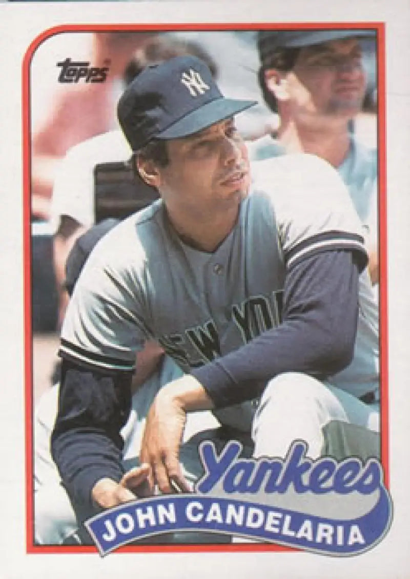 Vintage Topps Baseball Card of John Candelaria in New York Yankees uniform