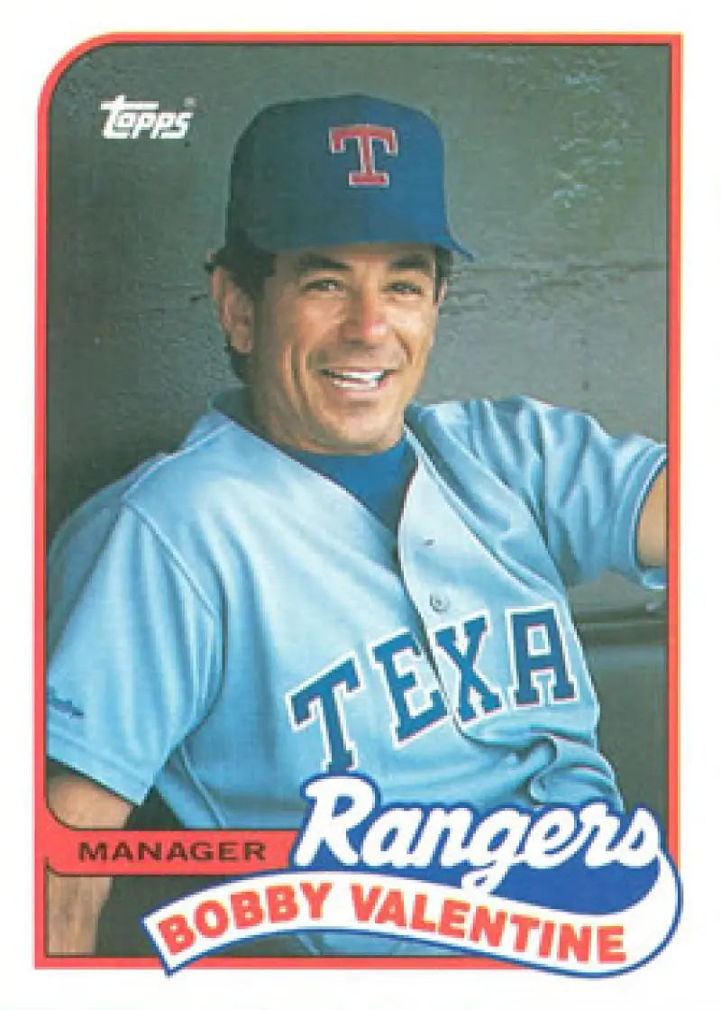 1989 Topps #314 Bobby Valentine MG NM-MT Texas Rangers Baseball Card Image 1