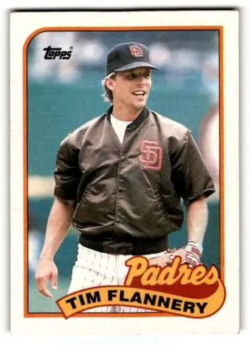 Tim Flannery baseball card from 1989 Topps #379 with original gloss, Flannery San Diego